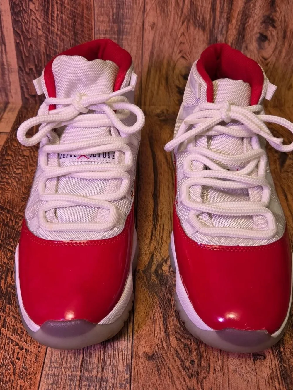 Jordan Air Jordan 11 White/Red  Colorblock High Top Lace-Up Sneaker Size 8